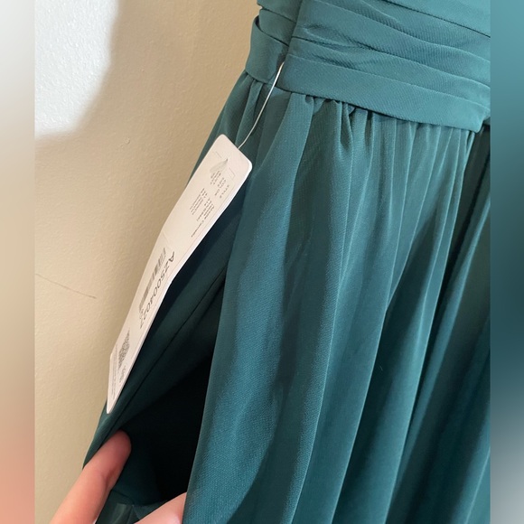 NWT Azazie Emerald Green Bridesmaids Maxi Dress Size A14 Halter Neckline Keyhole - Picture 6 of 15